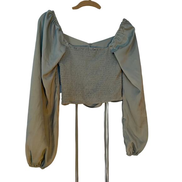 Forever 21 | Sage Green Coquette Style Peasant Style Crop | Size Medium - Picture 5 of 5